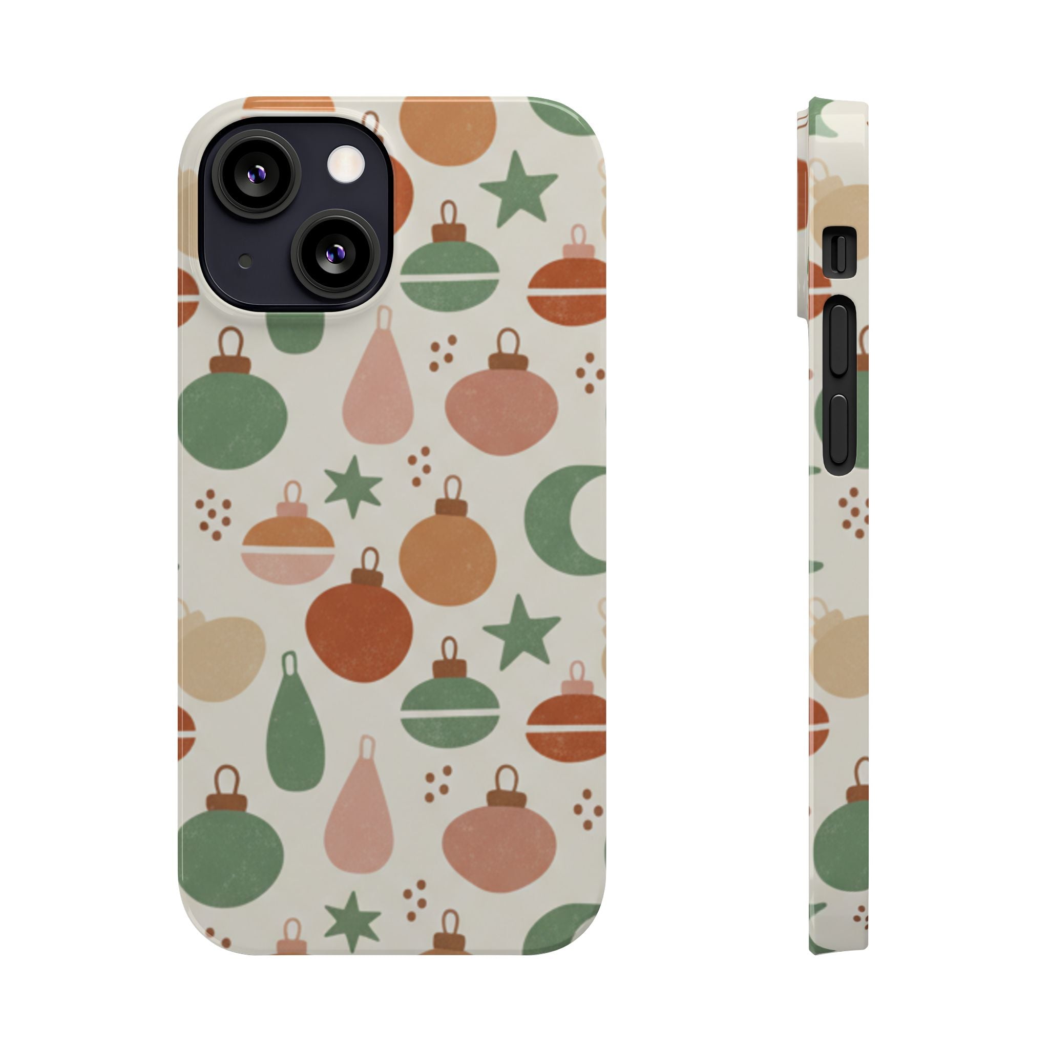 Holiday Ornament Pattern Slim Phone Case — Retro Christmas Baubles Design