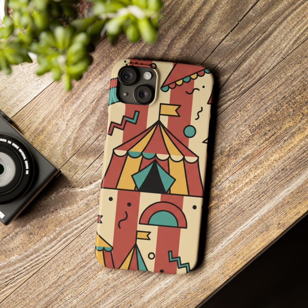 Retro Circus Stripe Slim Phone Case — Vintage 70s Memphis Geometric Design