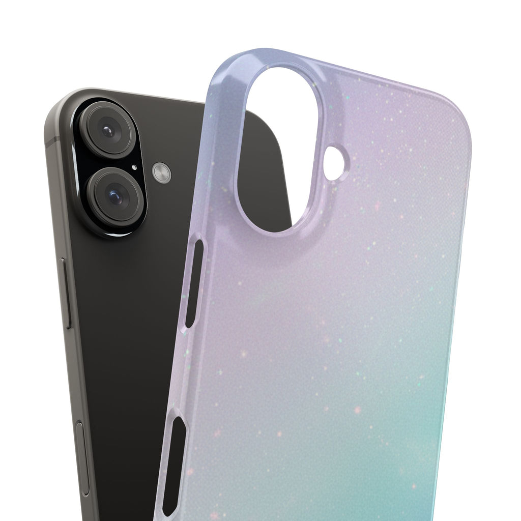 Opalescent Cosmic Slim Phone Case — Shimmering Moon Dust Purple & Blue Gradient