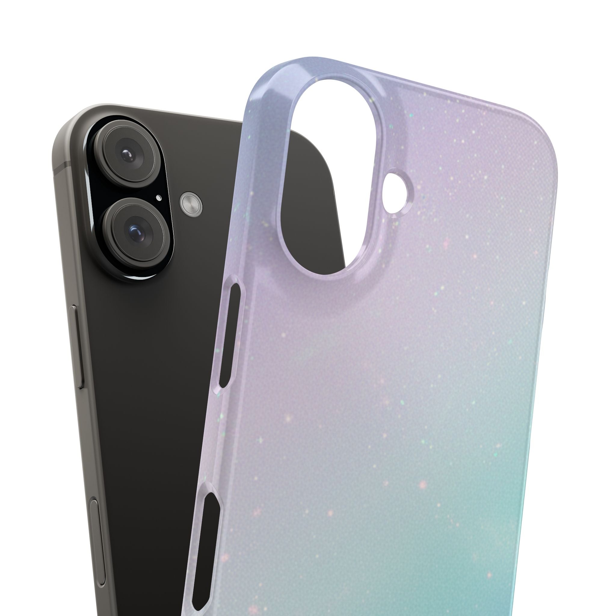 Opalescent Cosmic Slim Phone Case — Shimmering Moon Dust Purple & Blue Gradient