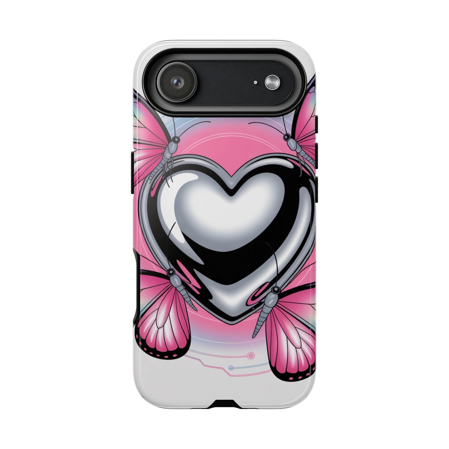 Phone Case - Y2K Aesthetic Chrome Hearts and Butterflies, Cybercore 2000s Vibe