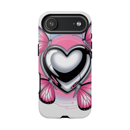 Phone Case - Y2K Aesthetic Chrome Hearts and Butterflies, Cybercore 2000s Vibe