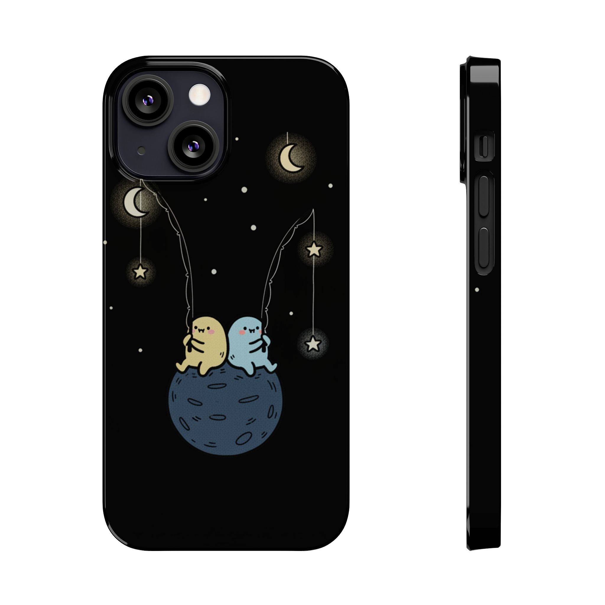 Moonlight Anglers: Whimsical Star Fishing Phone Case | Celestial Doodle Art Aesthetic