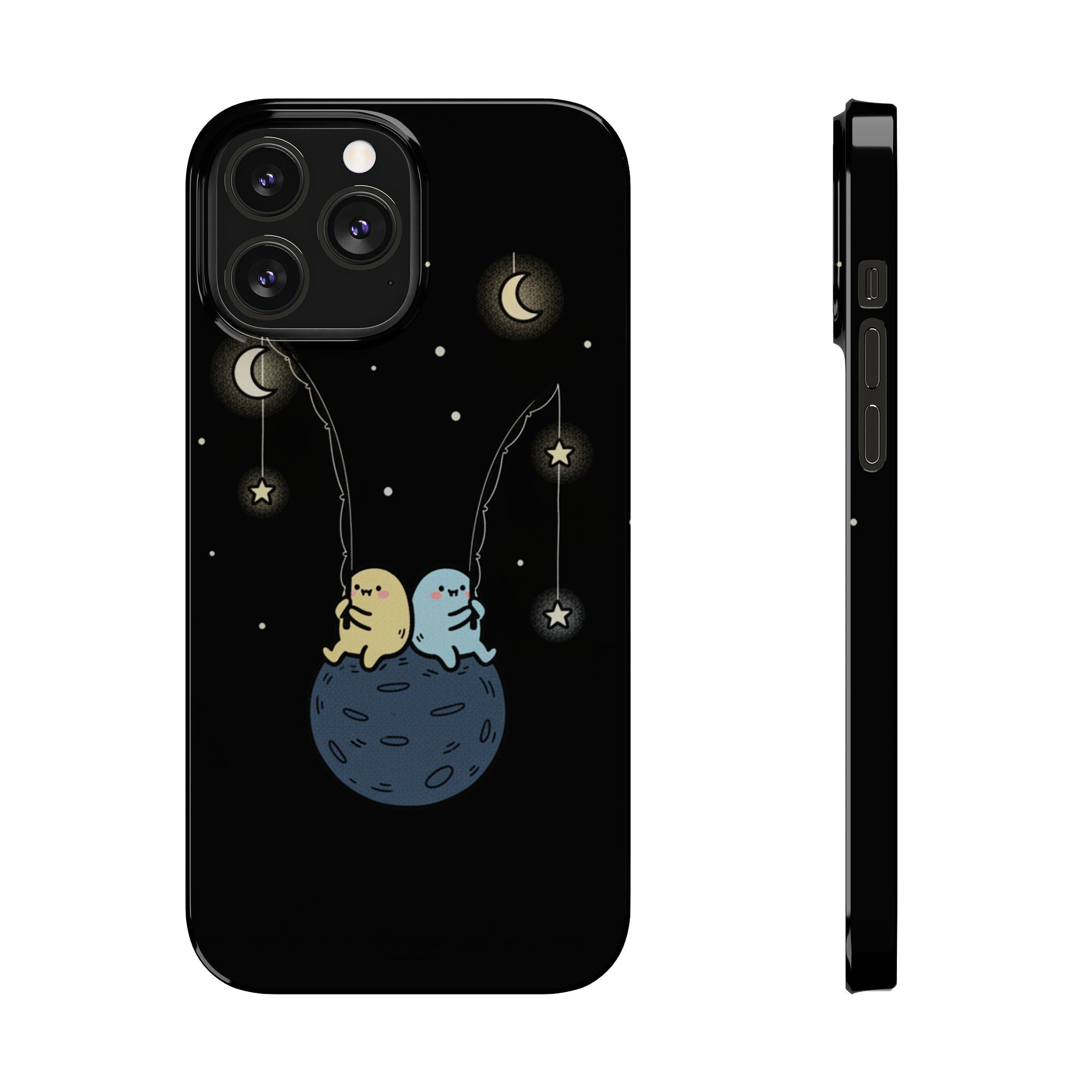 Moonlight Anglers: Whimsical Star Fishing Phone Case | Celestial Doodle Art Aesthetic