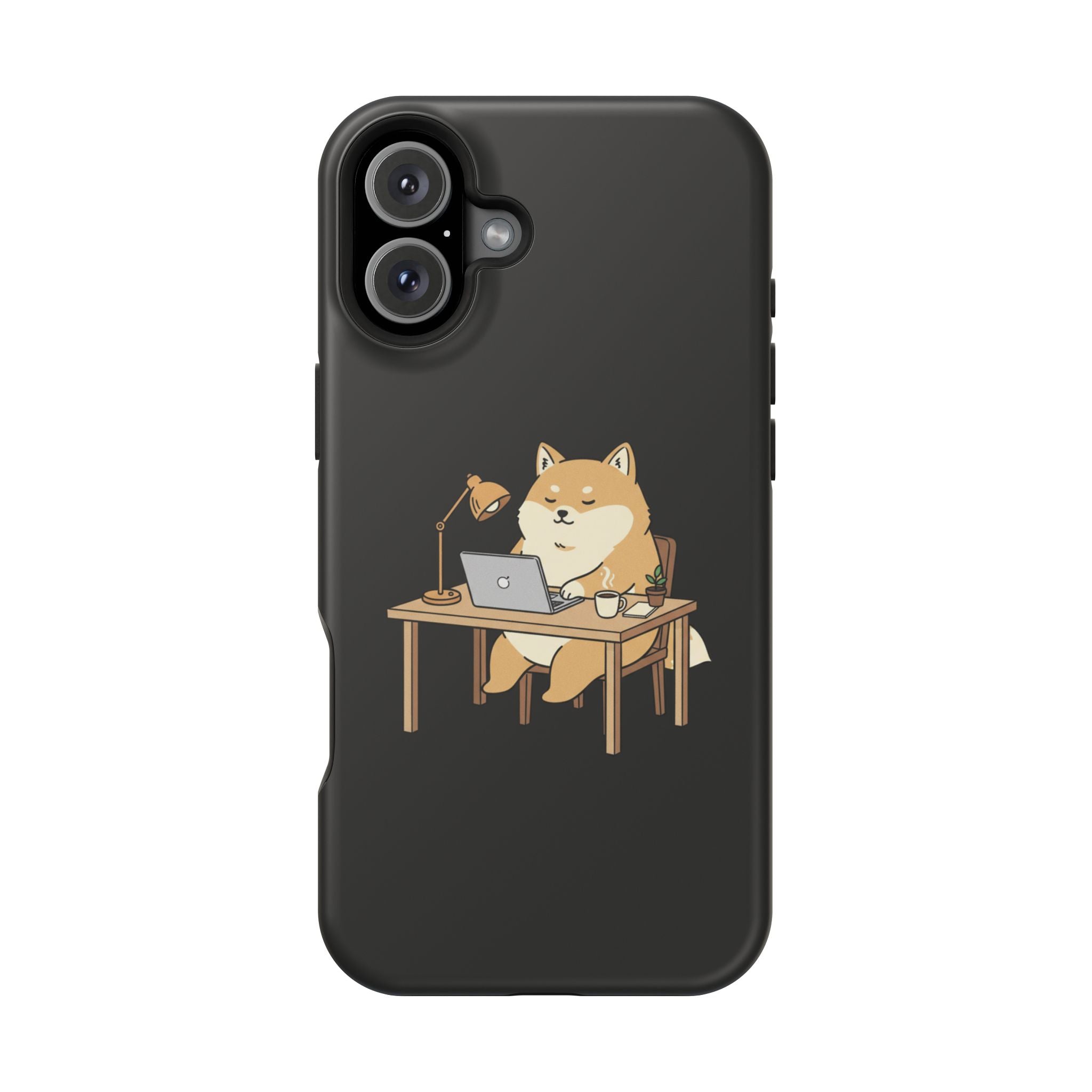 Magnetic Impact-Resistant Phone Case — Cozy Desk Animal Illustration