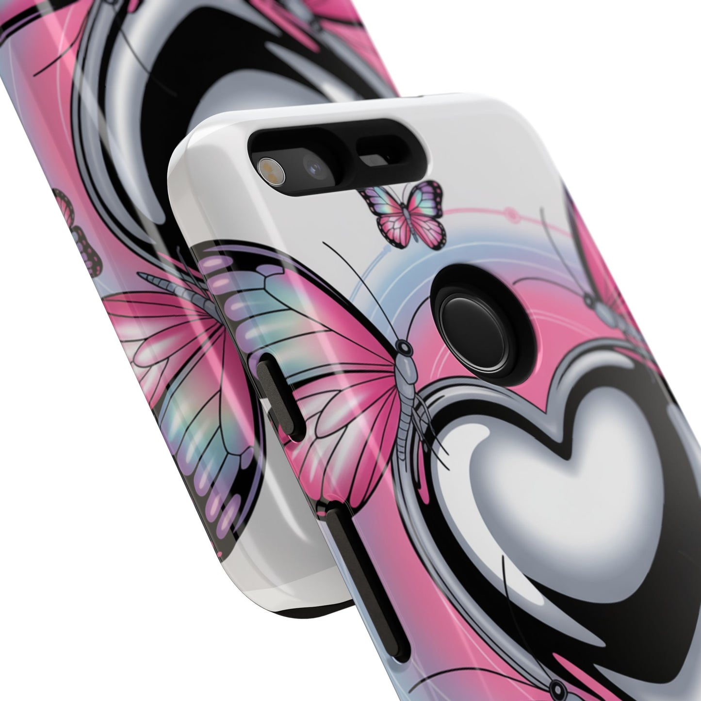 Phone Case - Y2K Aesthetic Chrome Hearts and Butterflies, Cybercore 2000s Vibe