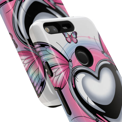 Phone Case - Y2K Aesthetic Chrome Hearts and Butterflies, Cybercore 2000s Vibe