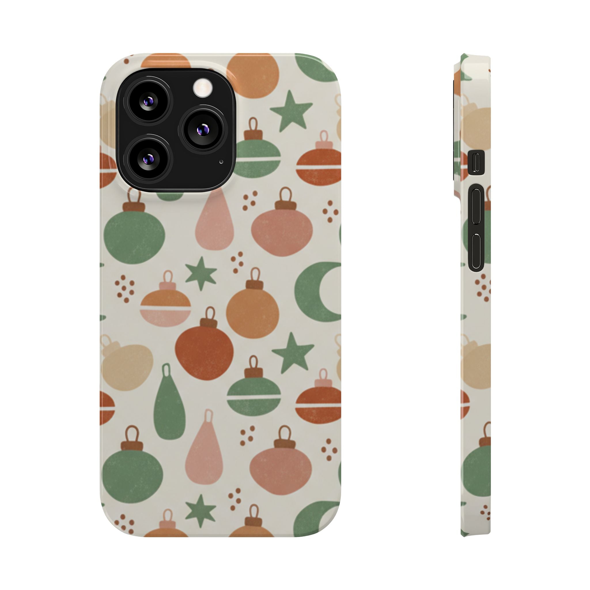 Holiday Ornament Pattern Slim Phone Case — Retro Christmas Baubles Design