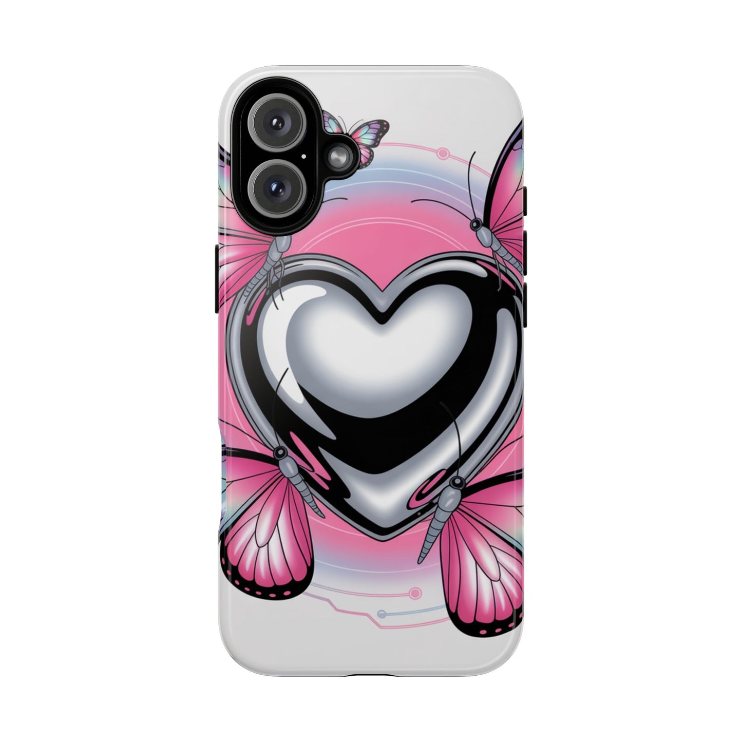 Phone Case - Y2K Aesthetic Chrome Hearts and Butterflies, Cybercore 2000s Vibe