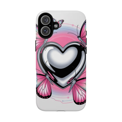 Phone Case - Y2K Aesthetic Chrome Hearts and Butterflies, Cybercore 2000s Vibe