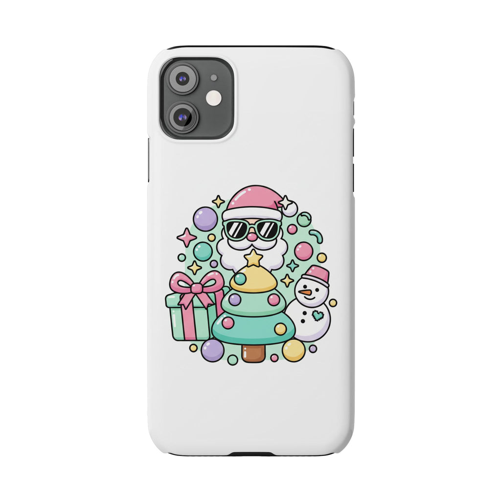 Y2K-Inspired Christmas Phone Case — Playful Bubble Icons & Stars
