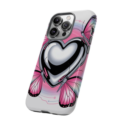 Phone Case - Y2K Aesthetic Chrome Hearts and Butterflies, Cybercore 2000s Vibe