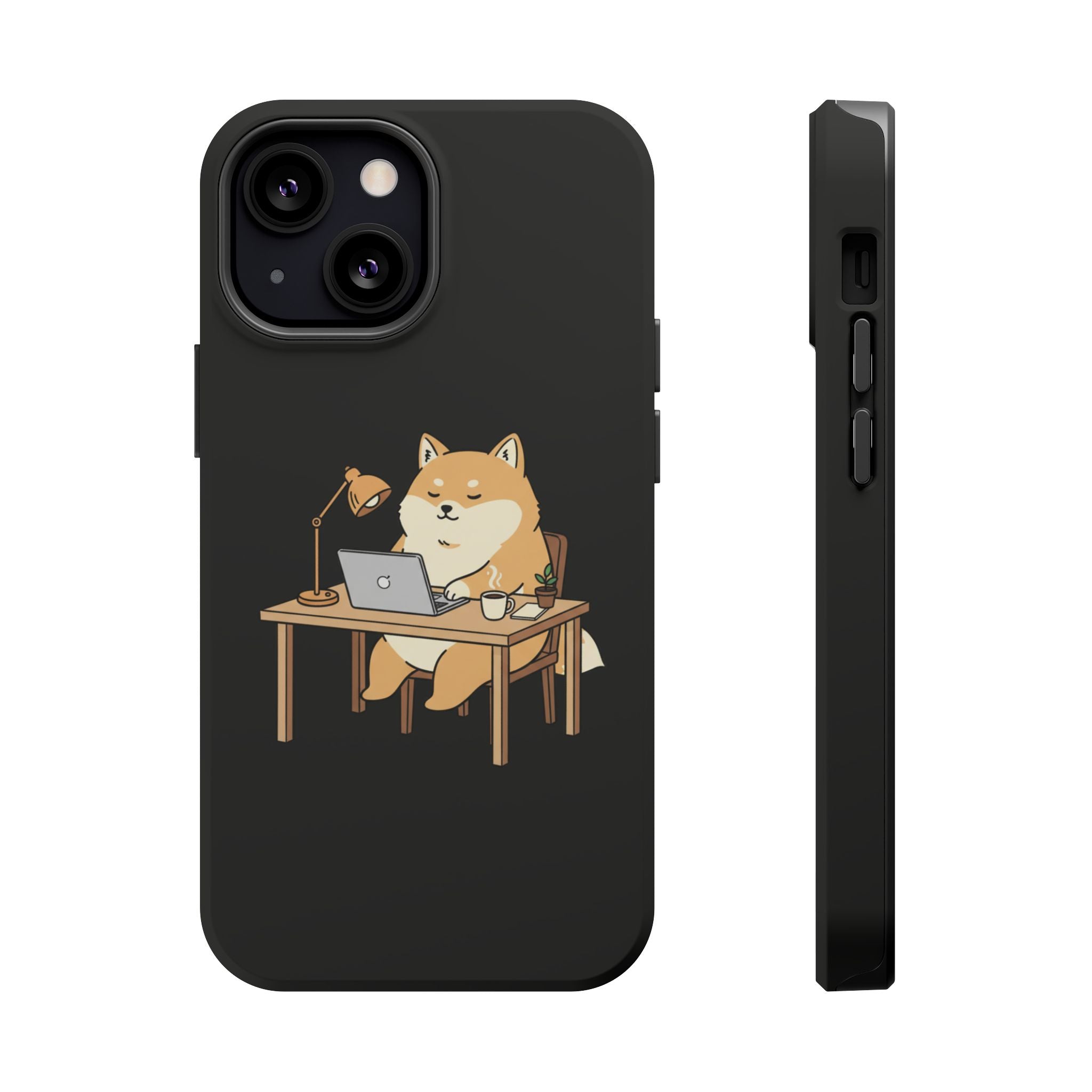 Magnetic Impact-Resistant Phone Case — Cozy Desk Animal Illustration
