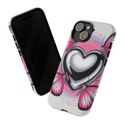 Phone Case - Y2K Aesthetic Chrome Hearts and Butterflies, Cybercore 2000s Vibe