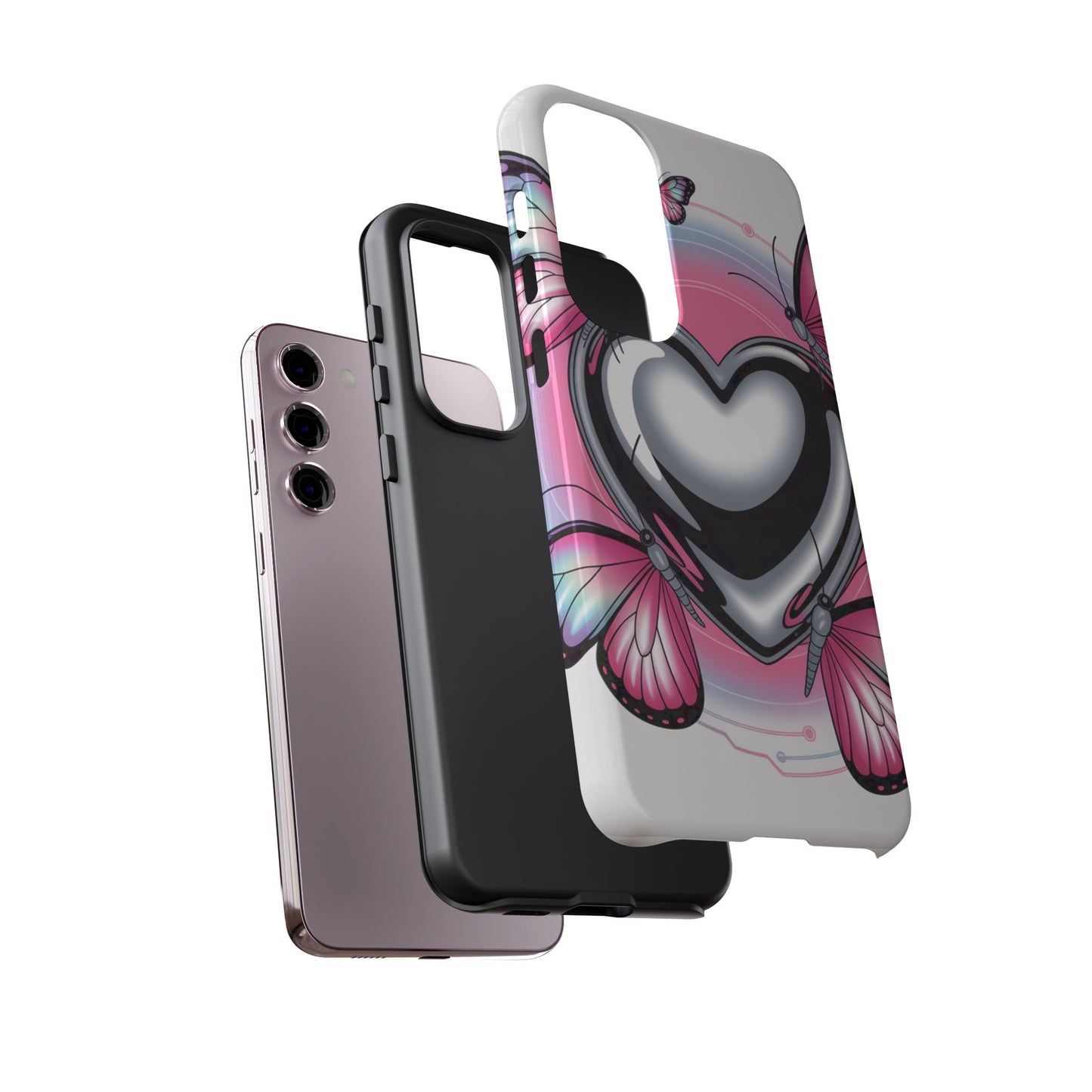 Phone Case - Y2K Aesthetic Chrome Hearts and Butterflies, Cybercore 2000s Vibe