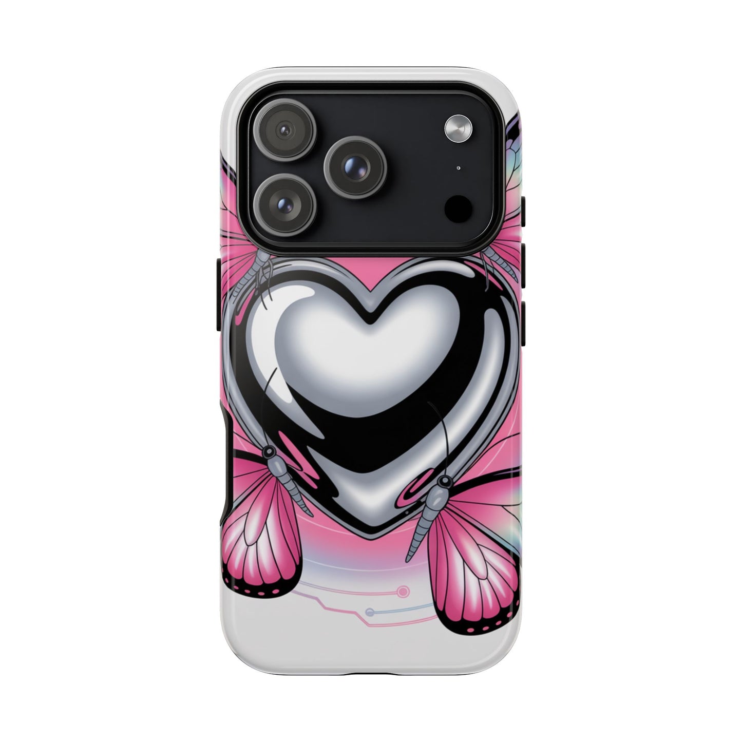 Phone Case - Y2K Aesthetic Chrome Hearts and Butterflies, Cybercore 2000s Vibe