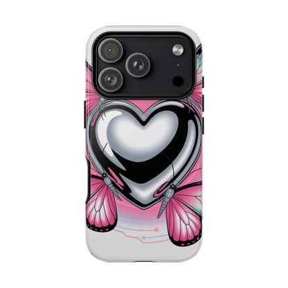 Phone Case - Y2K Aesthetic Chrome Hearts and Butterflies, Cybercore 2000s Vibe