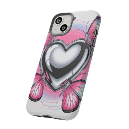 Phone Case - Y2K Aesthetic Chrome Hearts and Butterflies, Cybercore 2000s Vibe