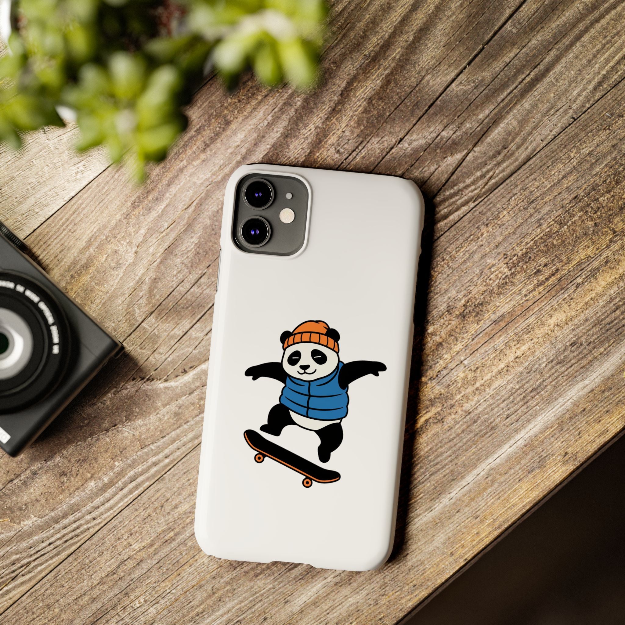 Streetwise Panda: Minimalist Skater Kickflip Graphic Case | Urban Streetwear Cartoon Collection