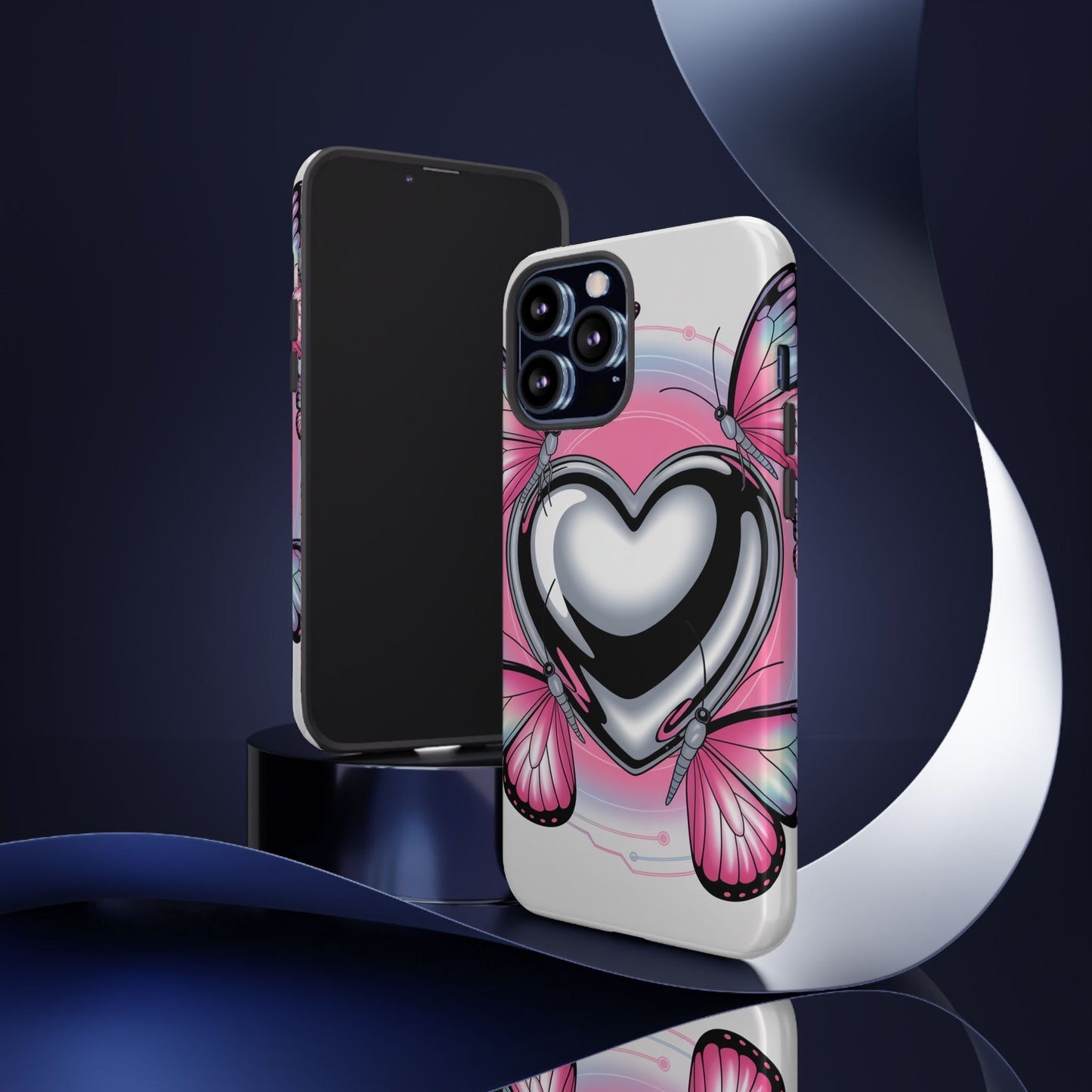 Phone Case - Y2K Aesthetic Chrome Hearts and Butterflies, Cybercore 2000s Vibe