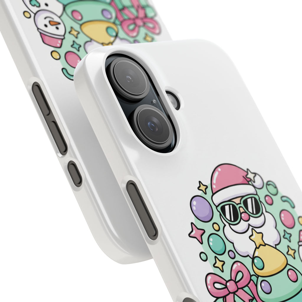 Y2K-Inspired Christmas Phone Case — Playful Bubble Icons & Stars