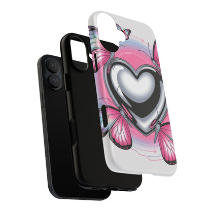 Phone Case - Y2K Aesthetic Chrome Hearts and Butterflies, Cybercore 2000s Vibe