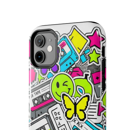 1990s 2000s Sticker Collage Tough Phone Case | Retro Tamagotchi Pixel Art Nostalgia