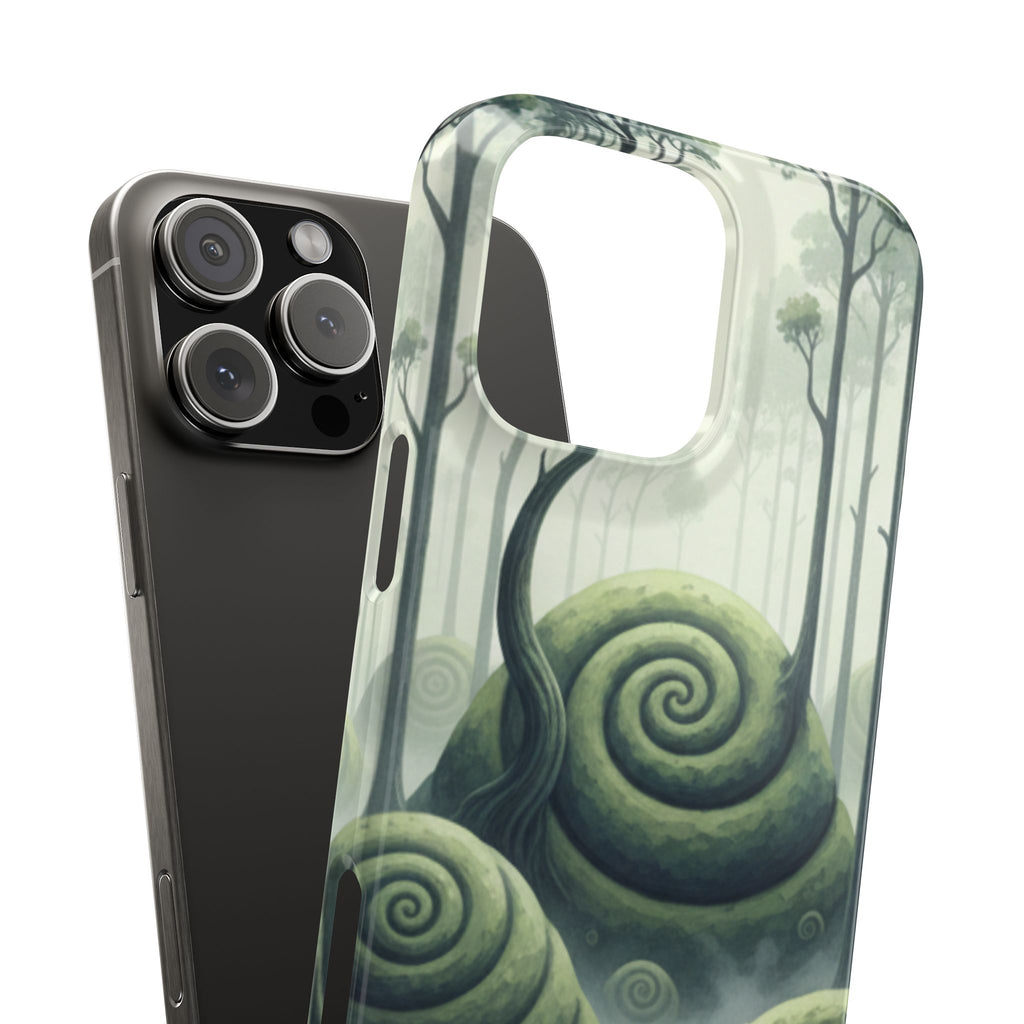 Mystical Forest Slim Phone Case — Dreamy Studio Ghibli‑Style Foggy Hills