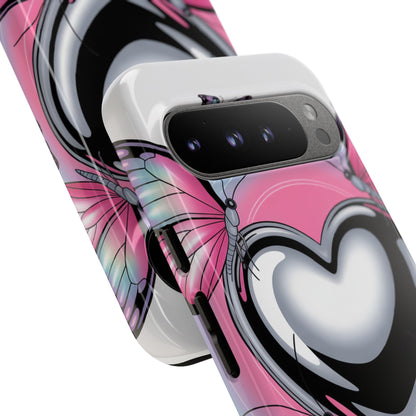 Phone Case - Y2K Aesthetic Chrome Hearts and Butterflies, Cybercore 2000s Vibe