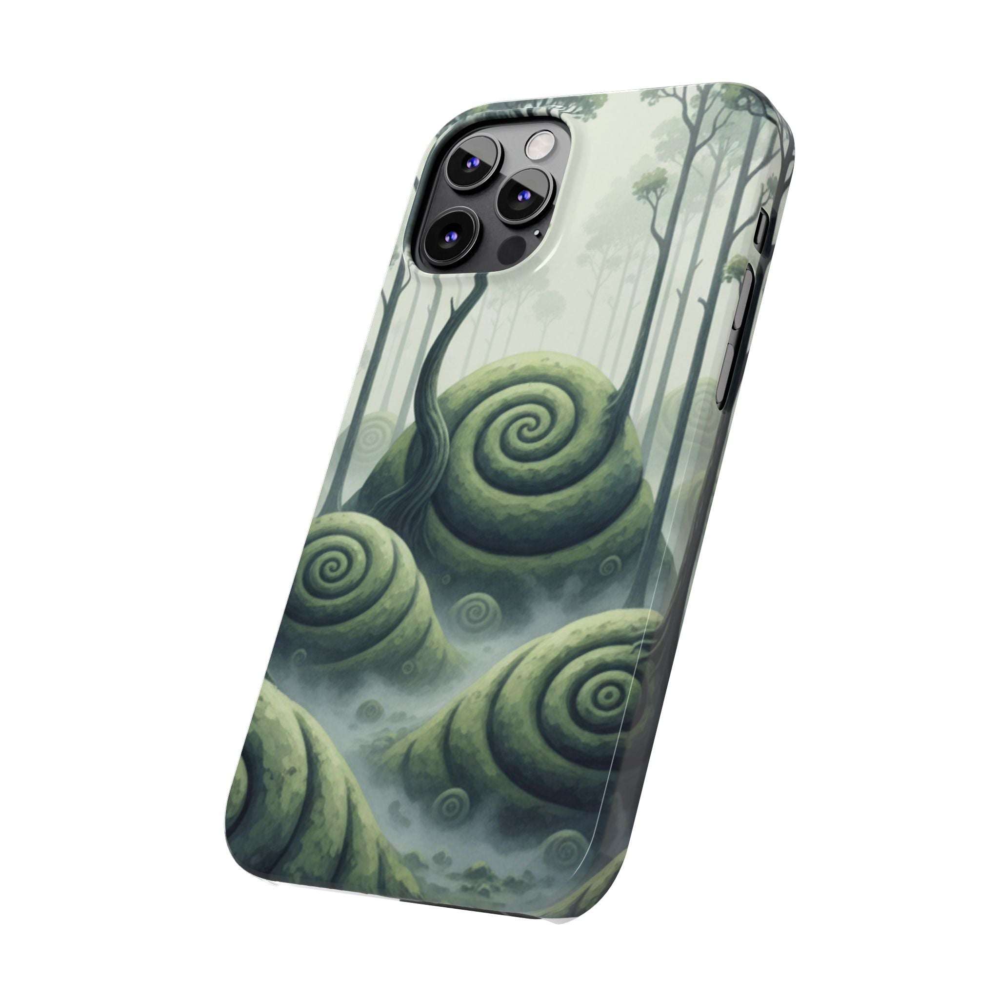 Mystical Forest Slim Phone Case — Dreamy Studio Ghibli‑Style Foggy Hills