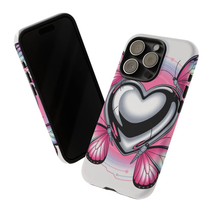 Phone Case - Y2K Aesthetic Chrome Hearts and Butterflies, Cybercore 2000s Vibe