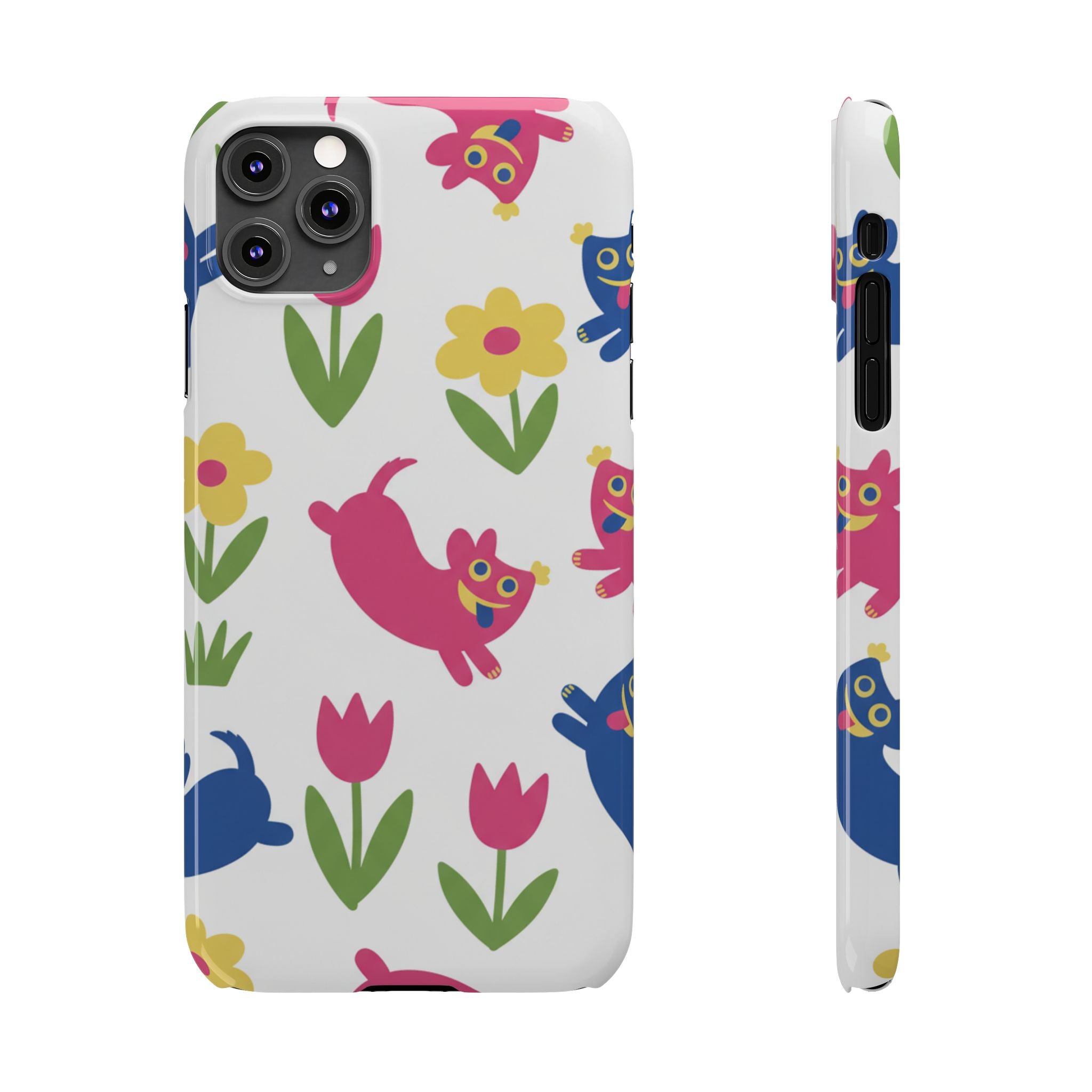 The Joyful Garden: Chunky Sausage Dog & Giant Bloom Phone Case | Modern Naive Art Edition