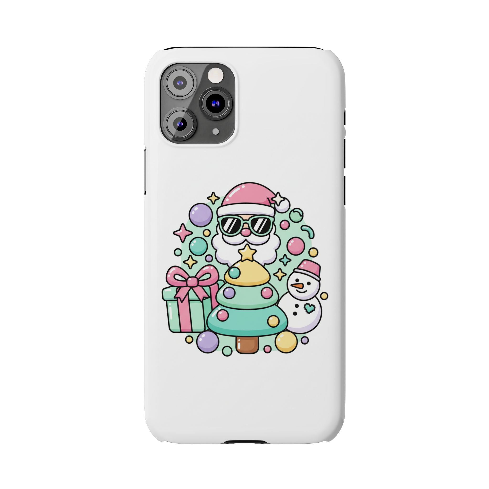 Y2K-Inspired Christmas Phone Case — Playful Bubble Icons & Stars