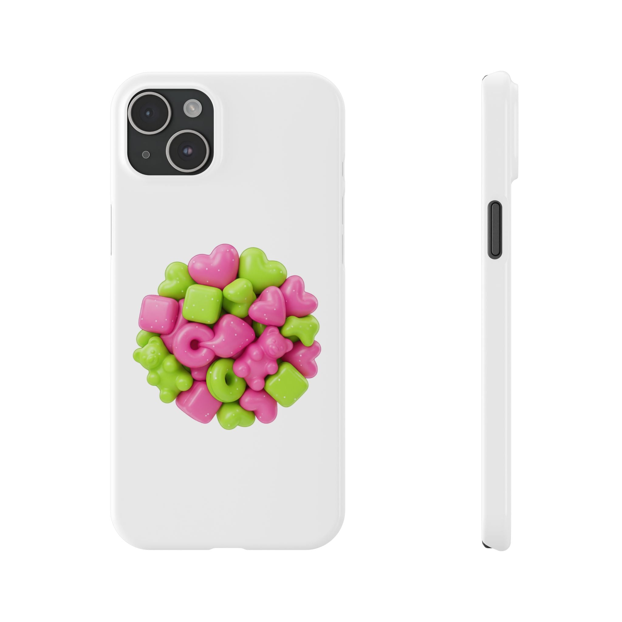 Y2K Gummy Candy Phone Case — Playful Pink & Lime Squishy Pattern