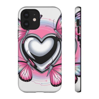 Phone Case - Y2K Aesthetic Chrome Hearts and Butterflies, Cybercore 2000s Vibe