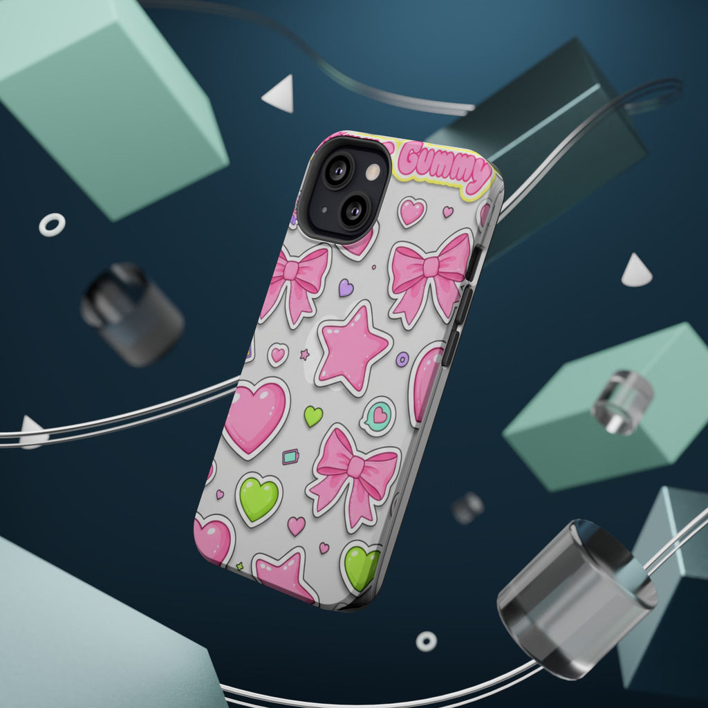 Gimme Gummy Pastel Phone Case — Pink Bows & Lime Hearts Y2K Design