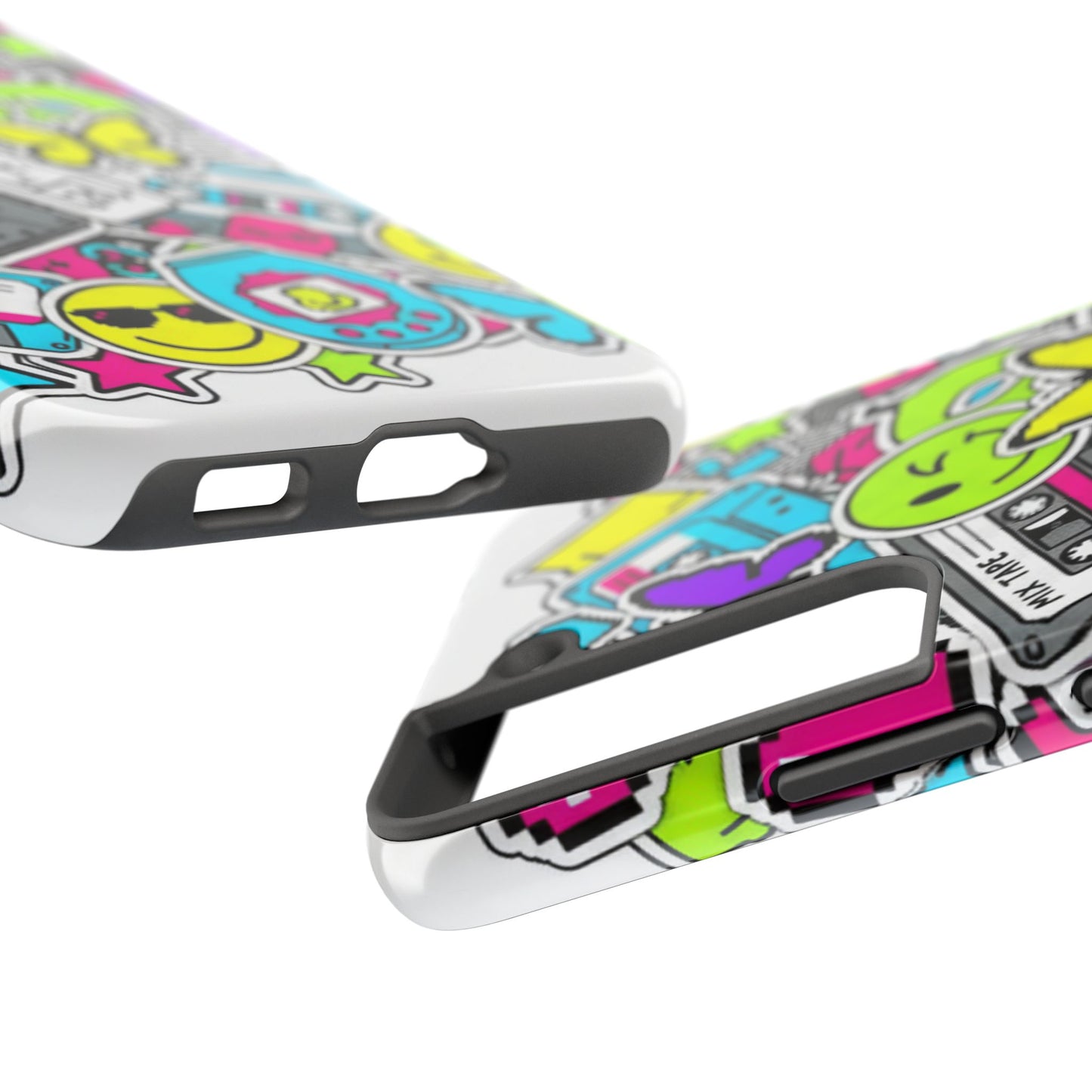 1990s 2000s Sticker Collage Tough Phone Case | Retro Tamagotchi Pixel Art Nostalgia