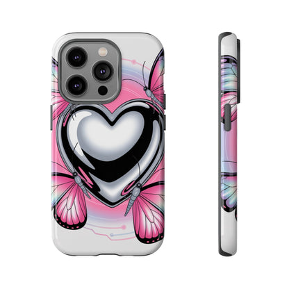 Phone Case - Y2K Aesthetic Chrome Hearts and Butterflies, Cybercore 2000s Vibe