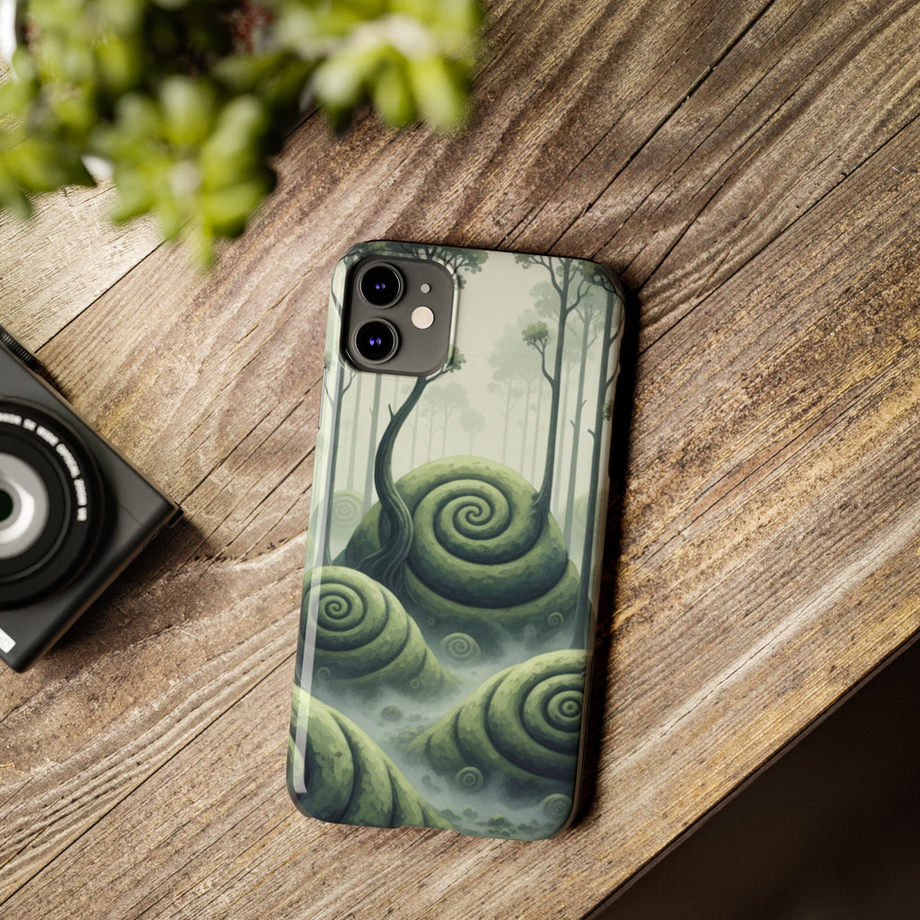 Mystical Forest Slim Phone Case — Dreamy Studio Ghibli‑Style Foggy Hills