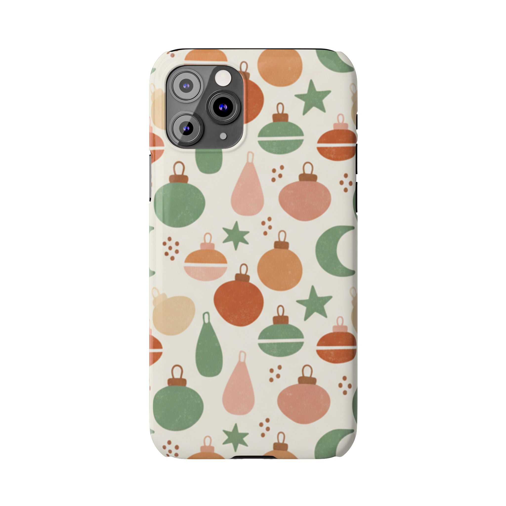 Holiday Ornament Pattern Slim Phone Case — Retro Christmas Baubles Design