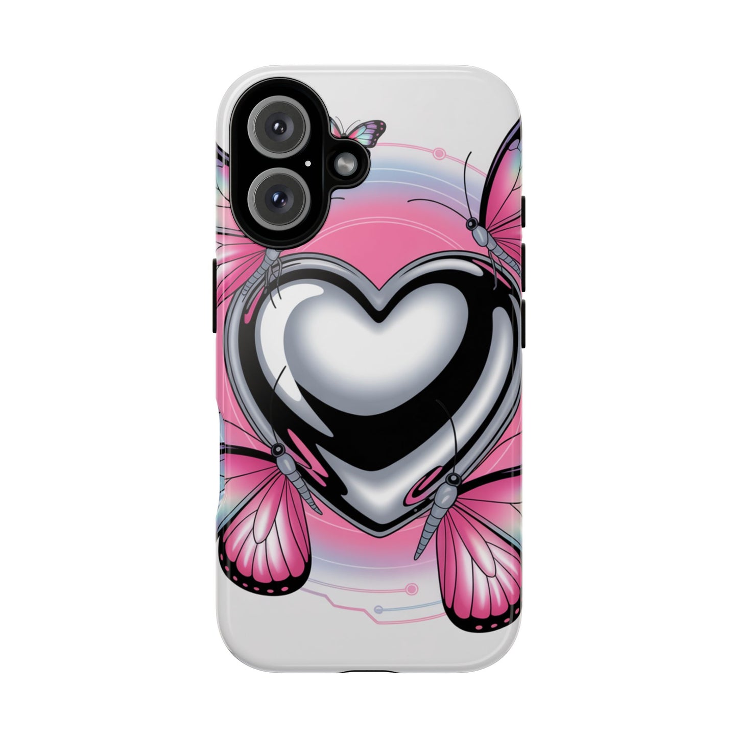 Phone Case - Y2K Aesthetic Chrome Hearts and Butterflies, Cybercore 2000s Vibe