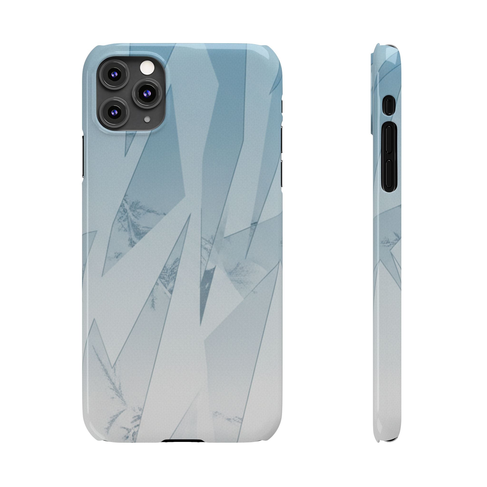 Icy Frost Minimalist Slim Phone Case — Frosted Glass Blue Gradient