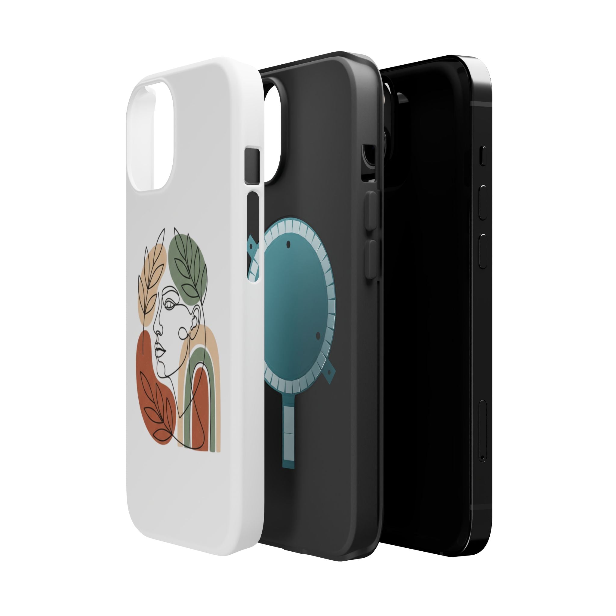 Boho Line-Face Phone Case — Terracotta Sage Minimalist Matte