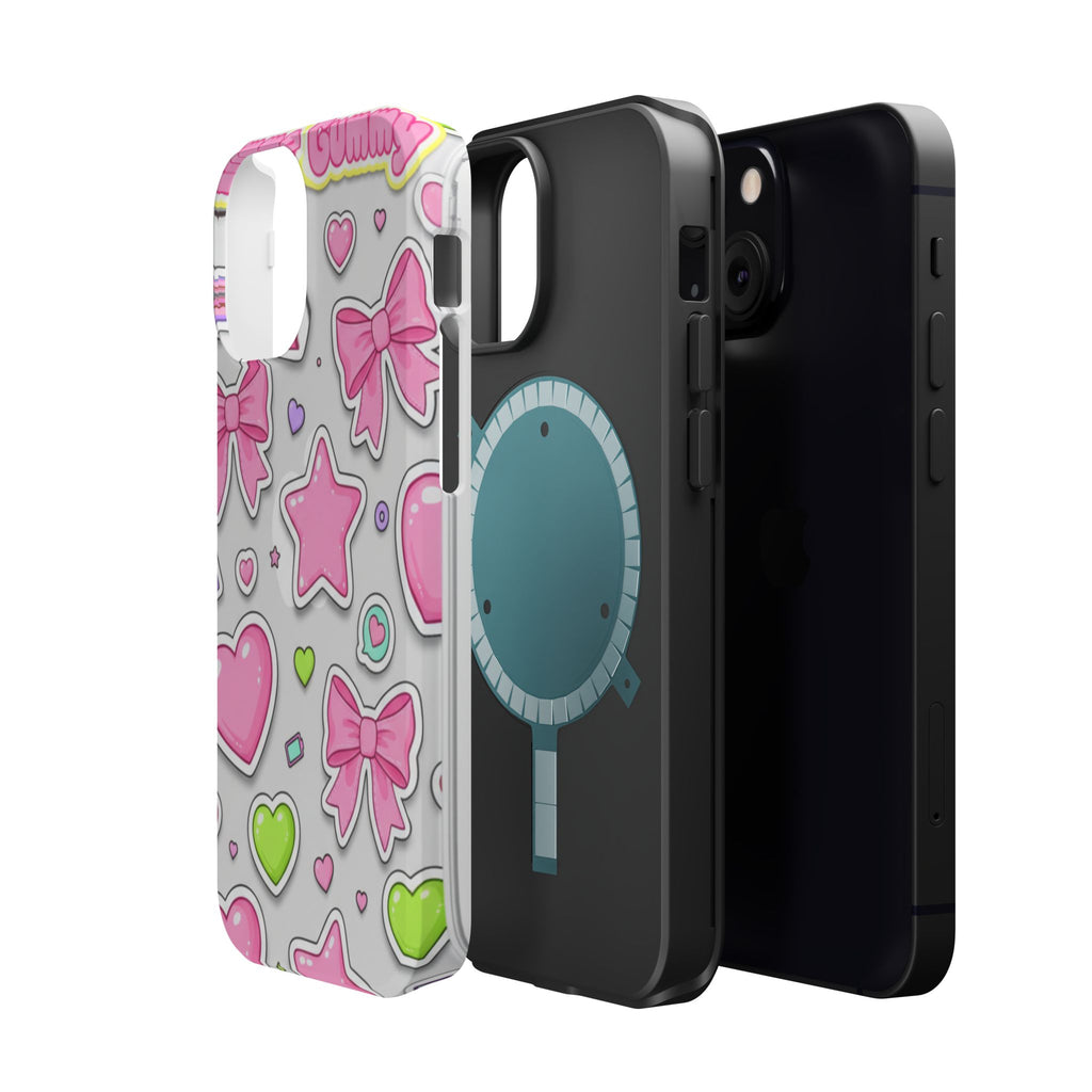 Gimme Gummy Pastel Phone Case — Pink Bows & Lime Hearts Y2K Design