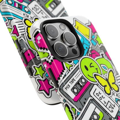 1990s 2000s Sticker Collage Tough Phone Case | Retro Tamagotchi Pixel Art Nostalgia