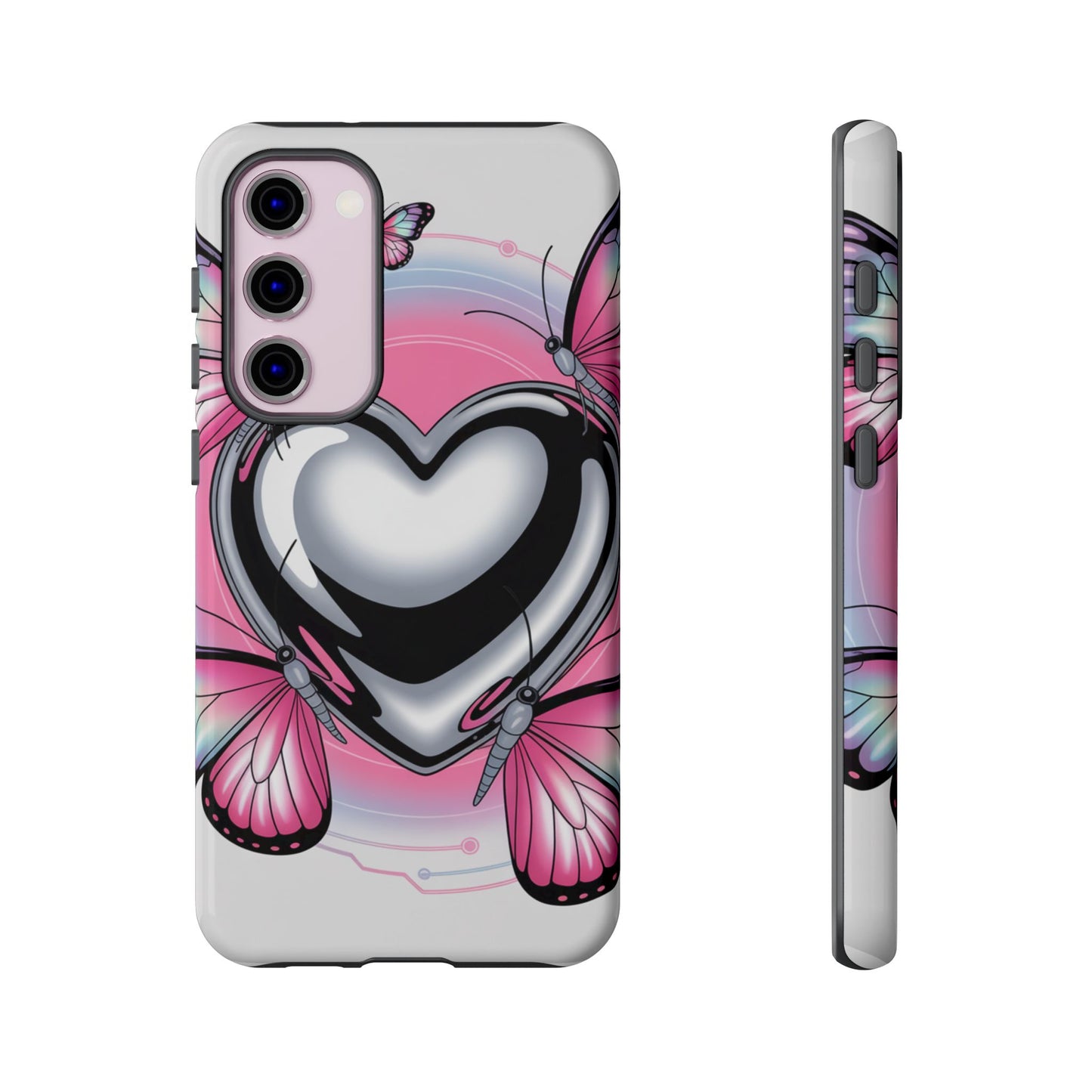 Phone Case - Y2K Aesthetic Chrome Hearts and Butterflies, Cybercore 2000s Vibe