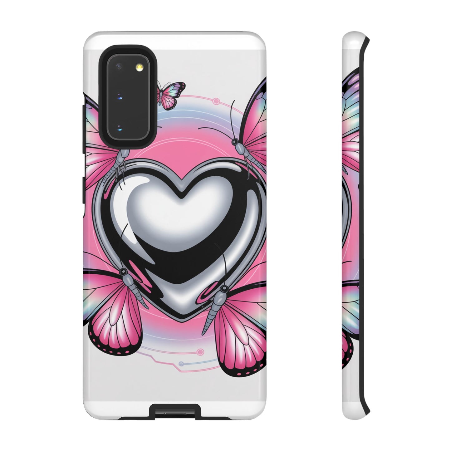 Phone Case - Y2K Aesthetic Chrome Hearts and Butterflies, Cybercore 2000s Vibe