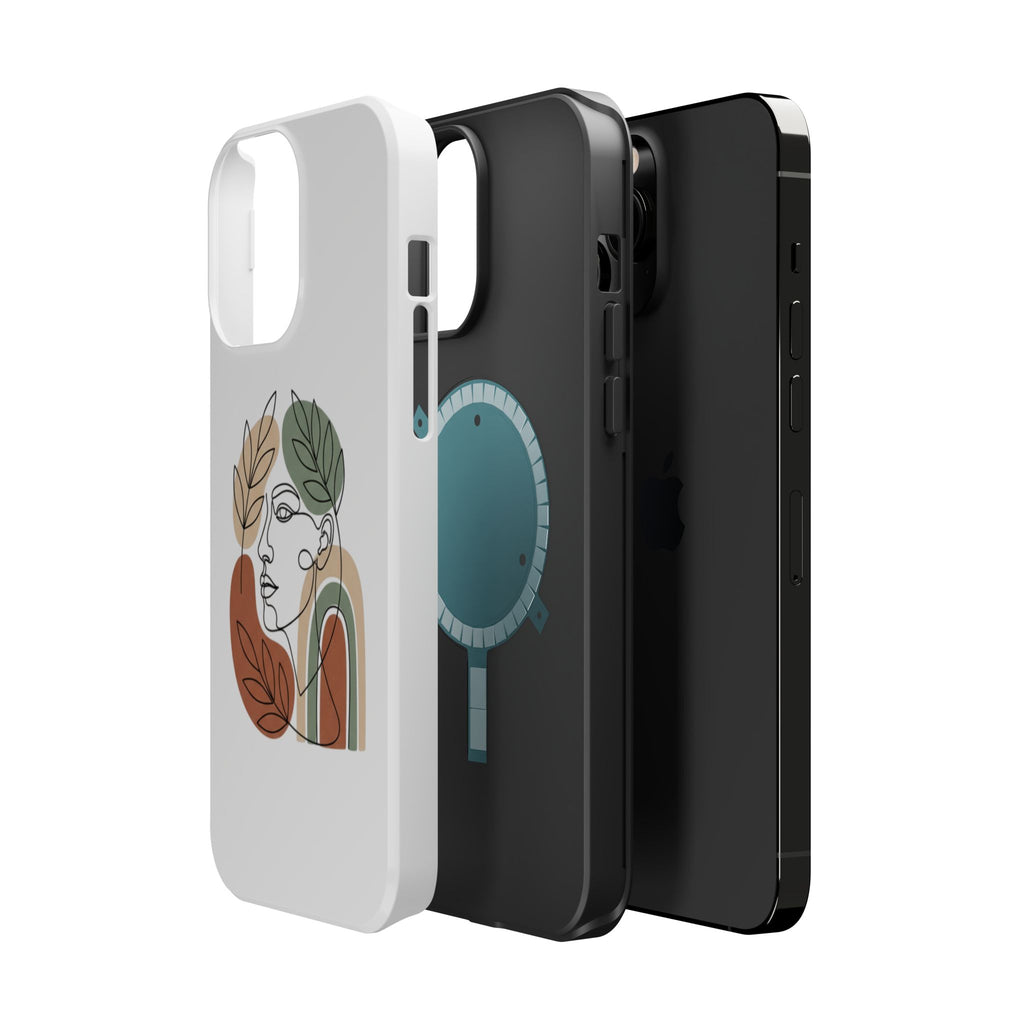 Boho Line-Face Phone Case — Terracotta Sage Minimalist Matte