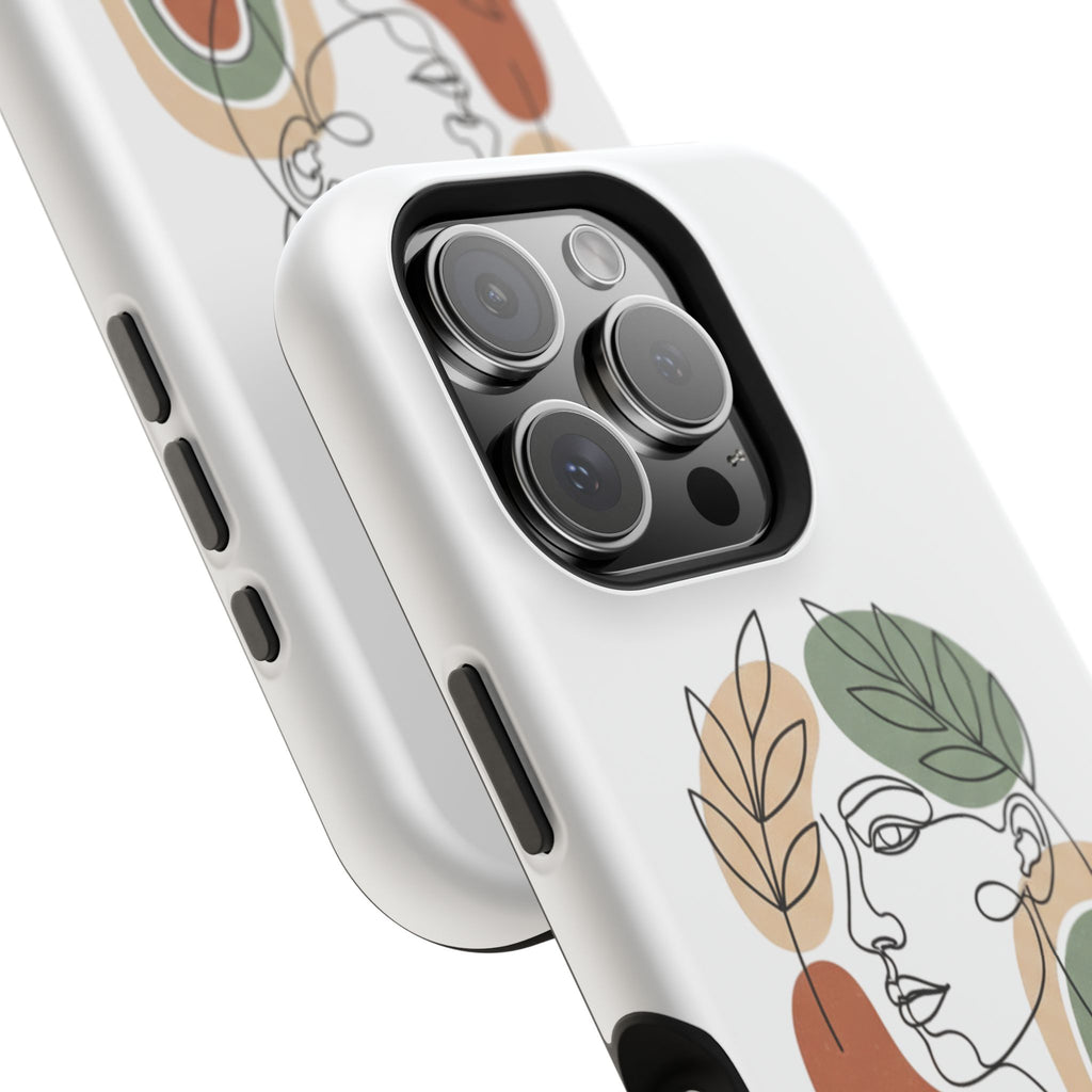 Boho Line-Face Phone Case — Terracotta Sage Minimalist Matte