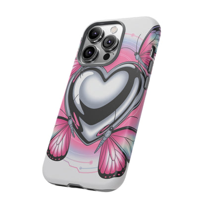 Phone Case - Y2K Aesthetic Chrome Hearts and Butterflies, Cybercore 2000s Vibe